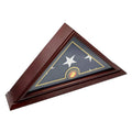 Flags Connections - 5'x9' Flag Display Case for American Veteran Burial Flag - Solid Wood, Cherry Finish - Marine Corps.