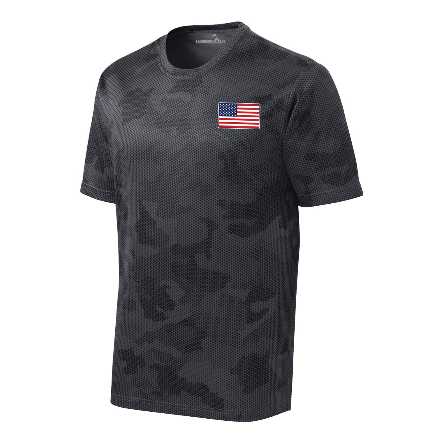 Camohex American Flag Left Chest Performance T-Shirt