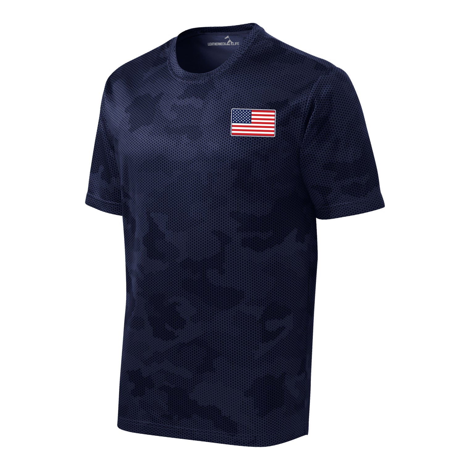 Camohex American Flag Left Chest Performance T-Shirt