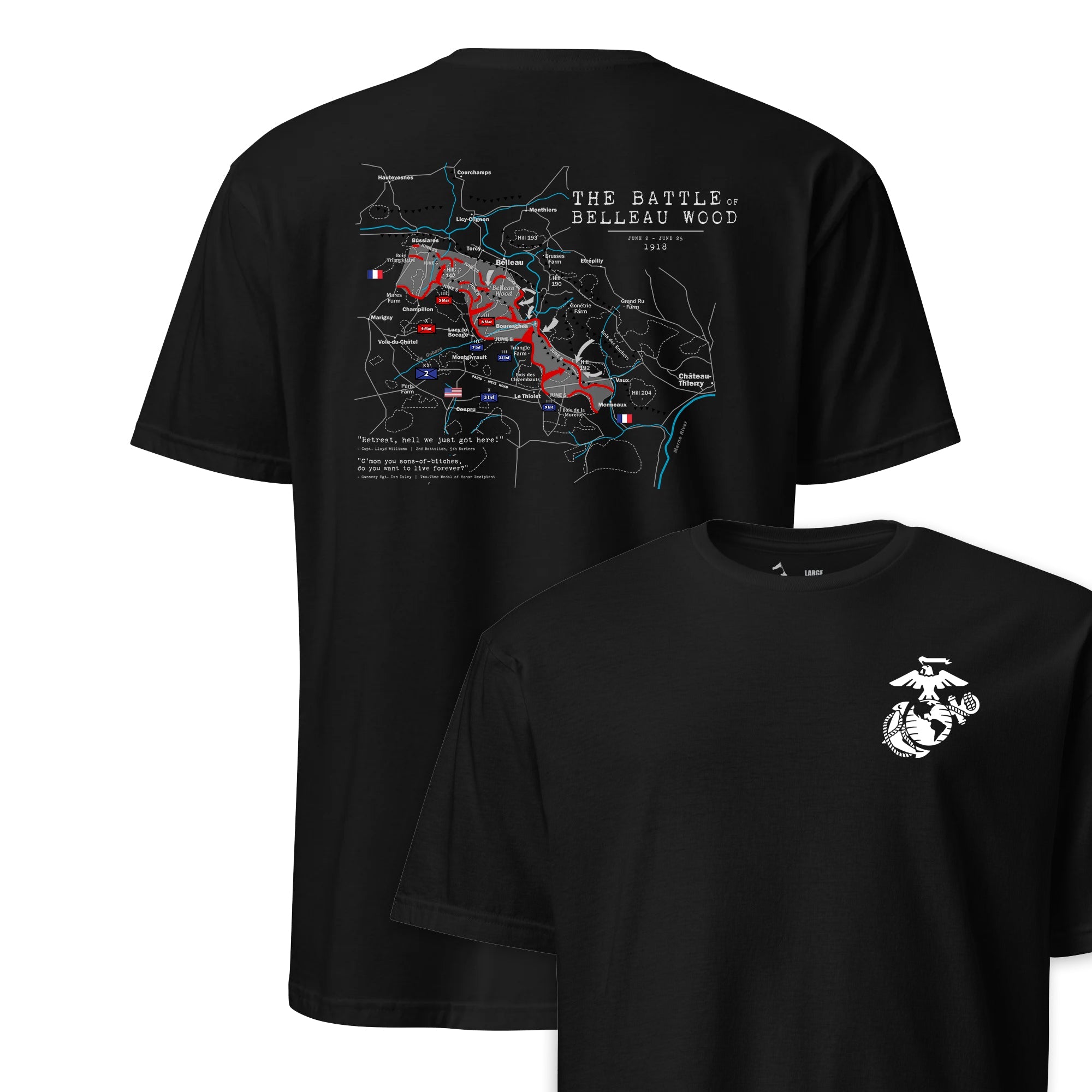 Belleau Wood Battle Map Map T-Shirt