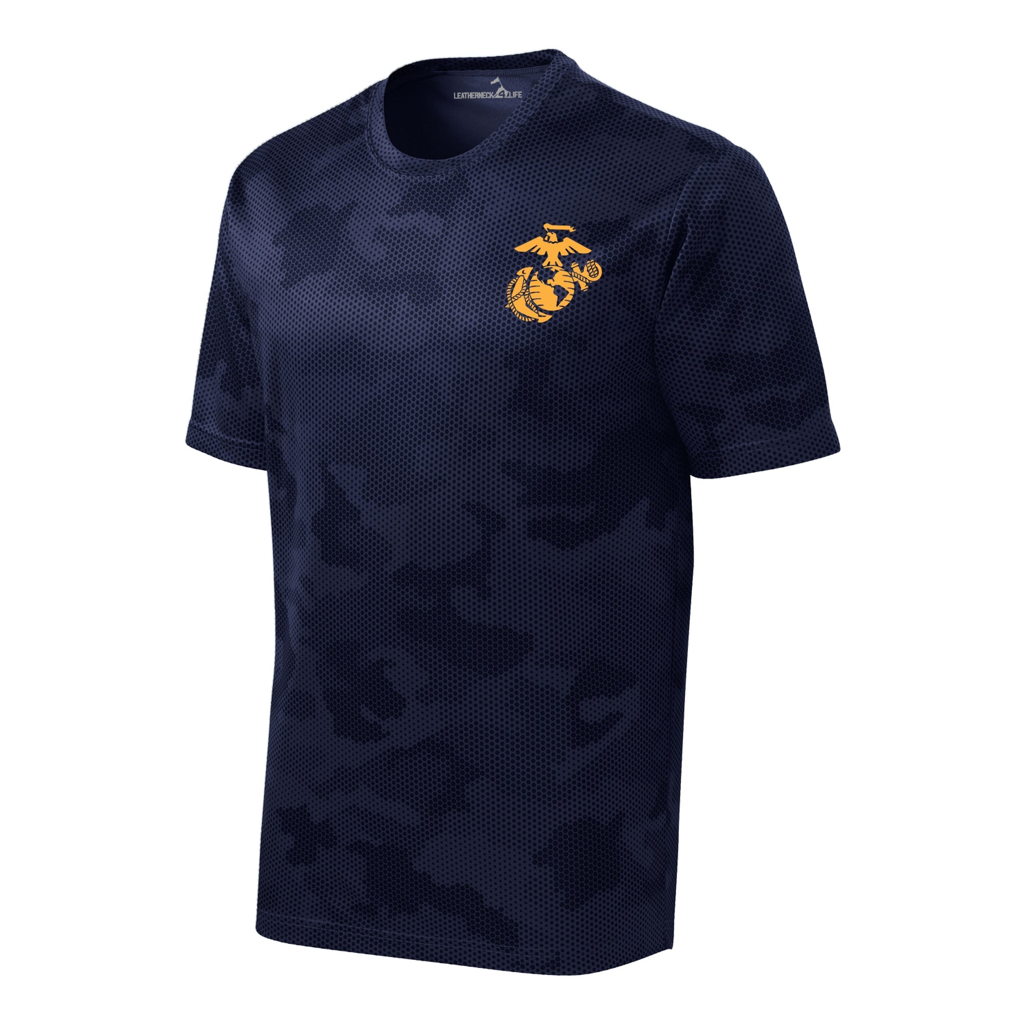 Camohex Navy Eagle Globe & Anchor Left Chest Performance T-Shirt