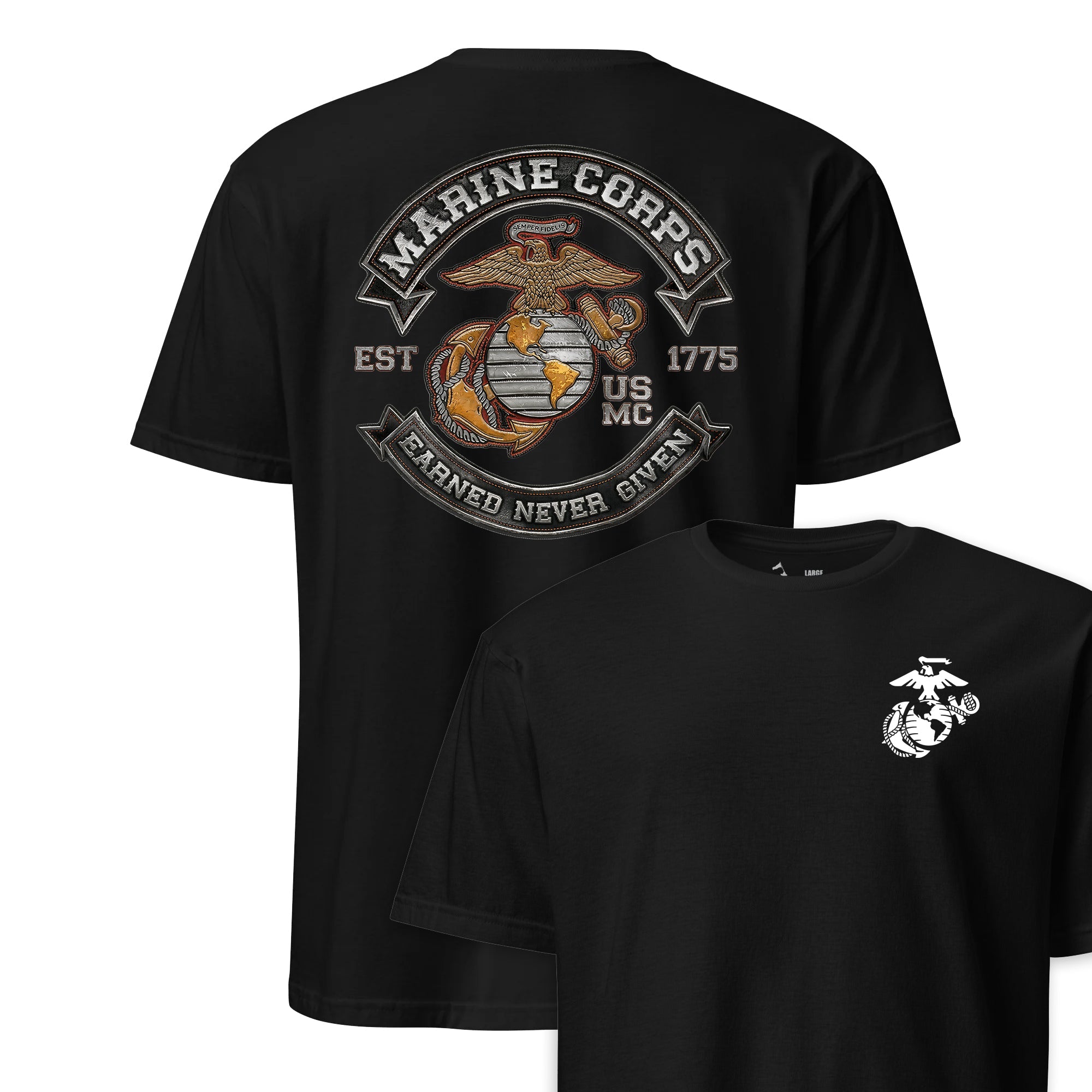 Earned Never Given Rocker Leather Patch T-Shirt