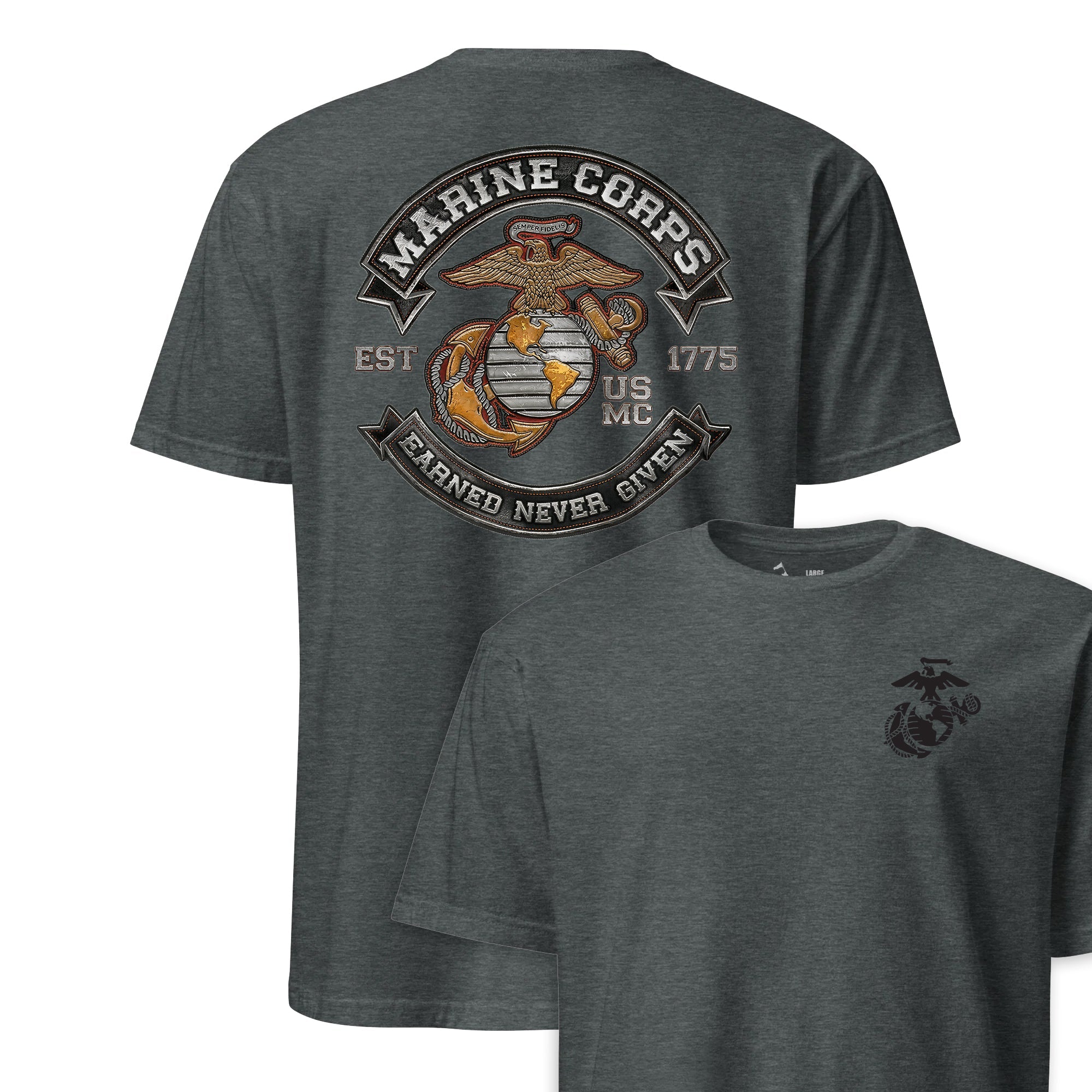 Earned Never Given Rocker Leather Patch T-Shirt