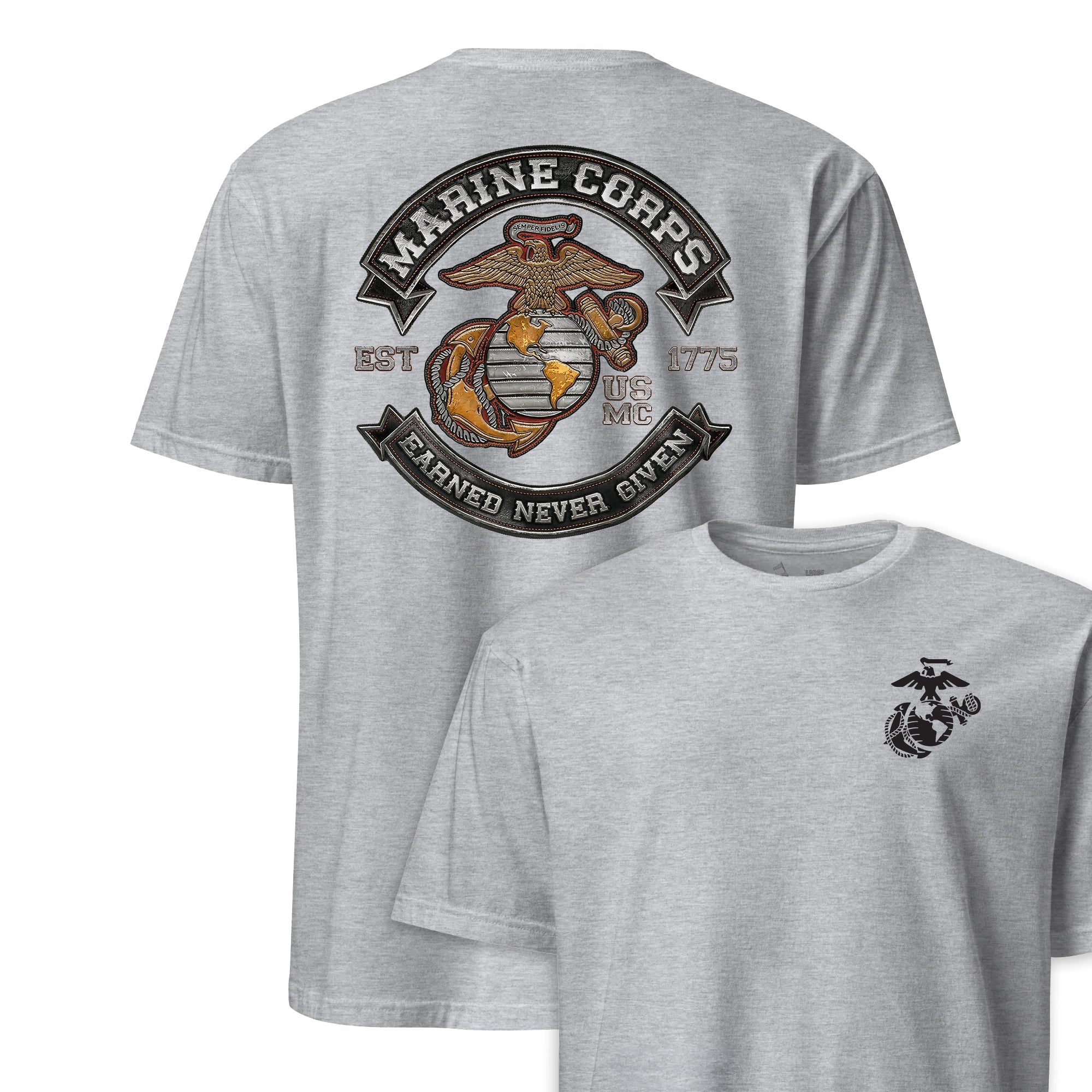 Earned Never Given Rocker Leather Patch T-Shirt