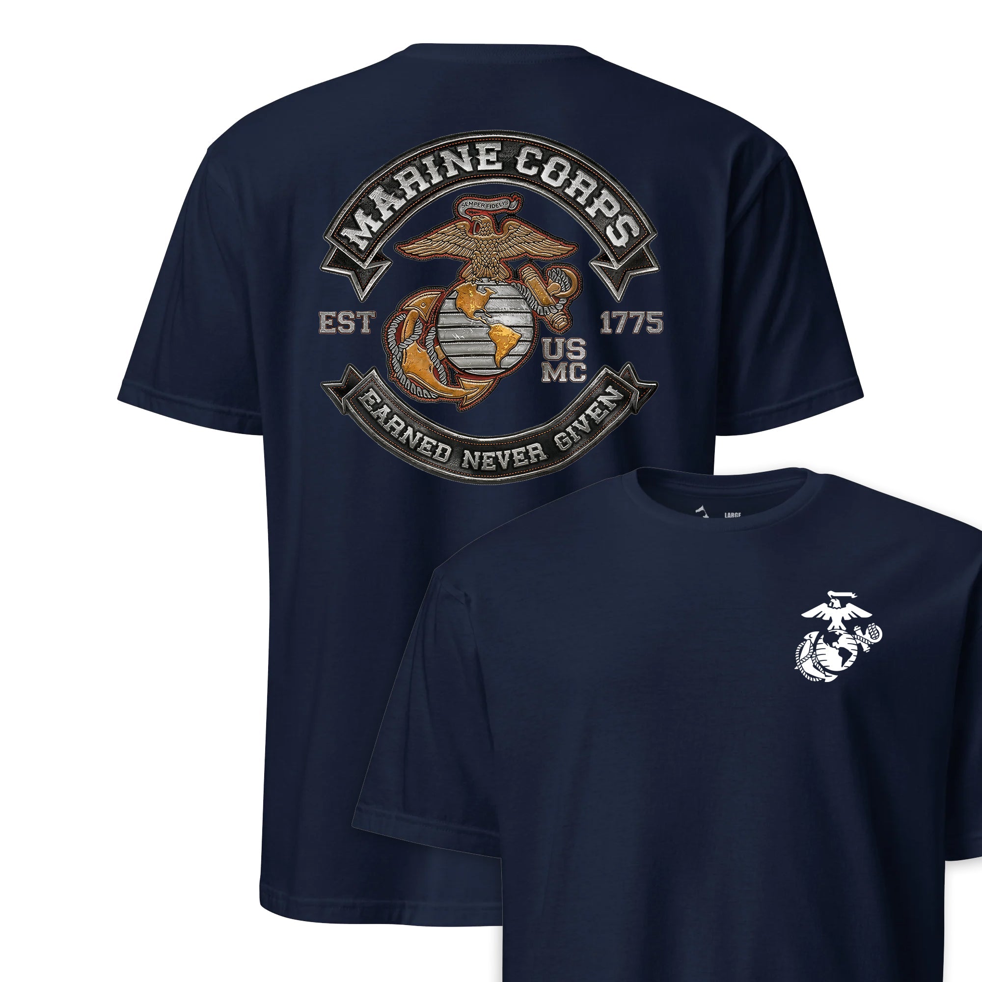 Earned Never Given Rocker Leather Patch T-Shirt