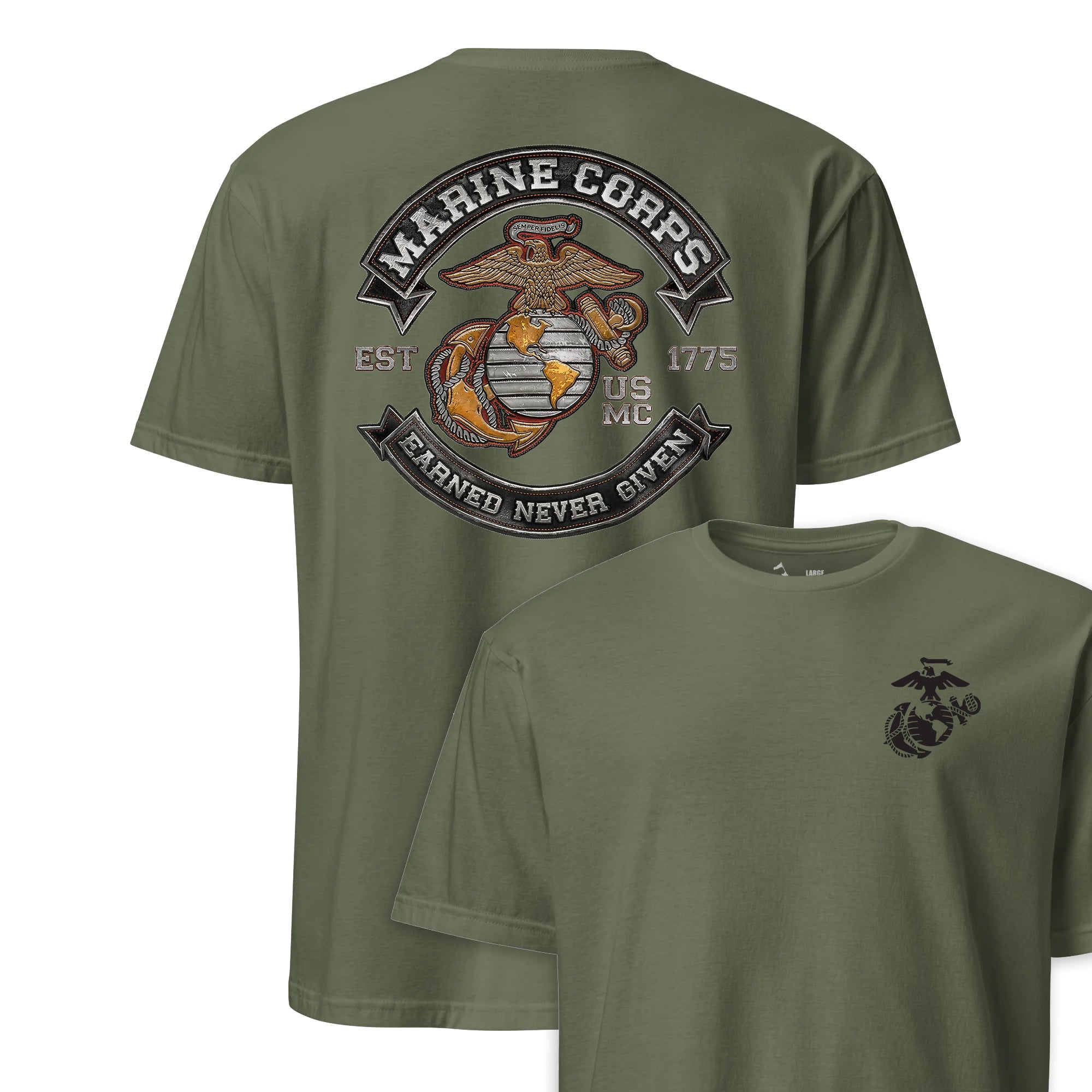 Earned Never Given Rocker Leather Patch T-Shirt