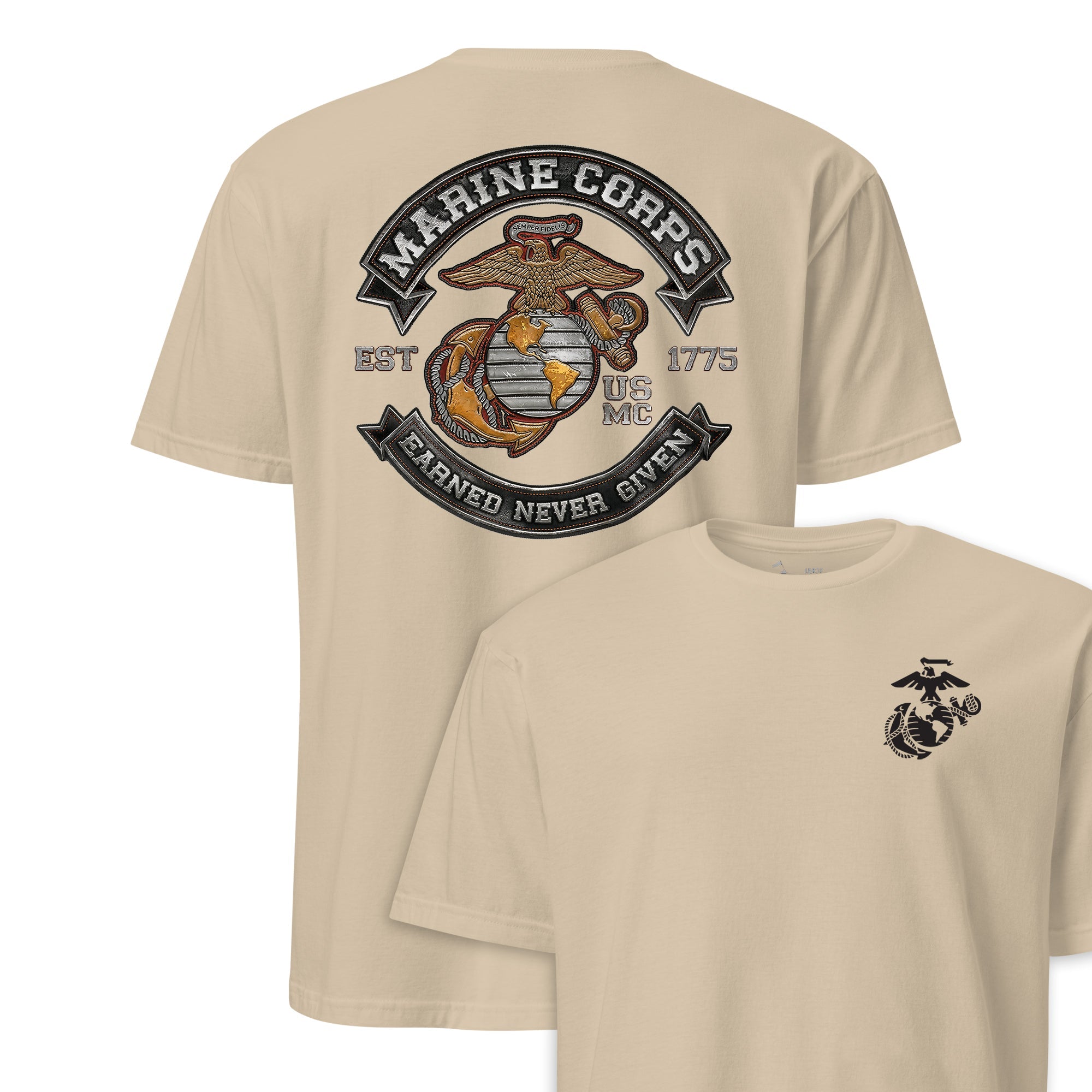 Earned Never Given Rocker Leather Patch T-Shirt