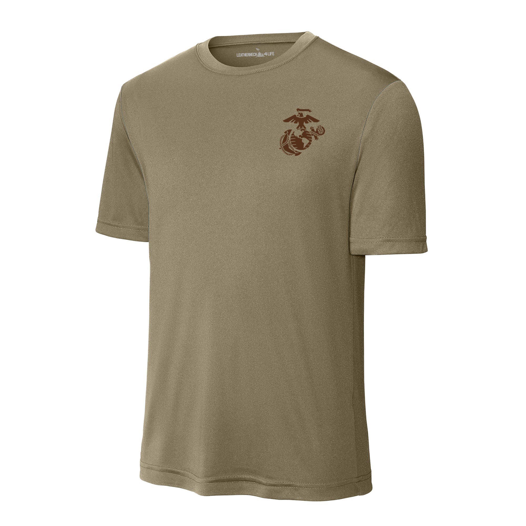 Eagle Globe & Anchor Brown Left Chest Performance T-Shirt