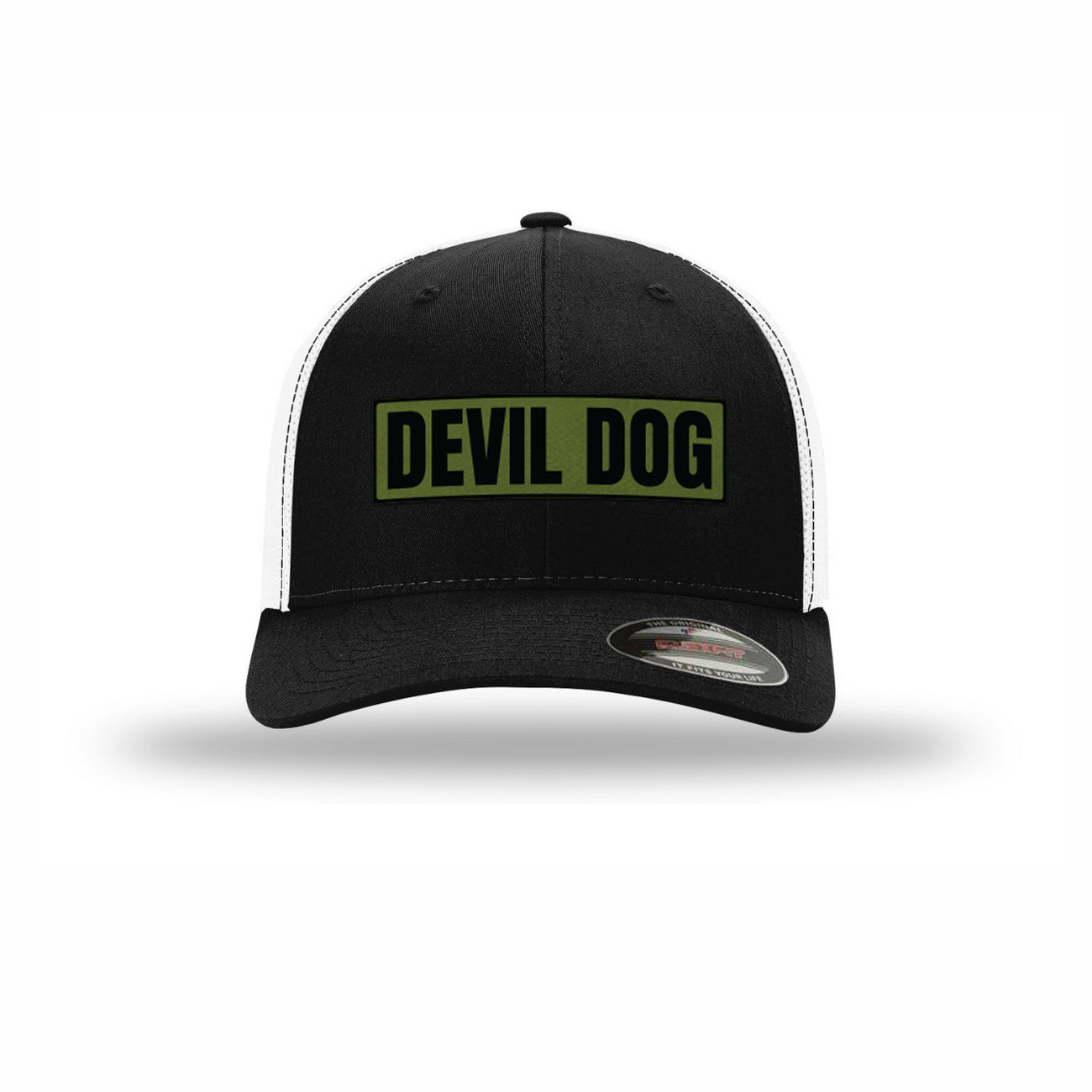Flexfit Devil Dog OD Green Patch Structured Trucker
