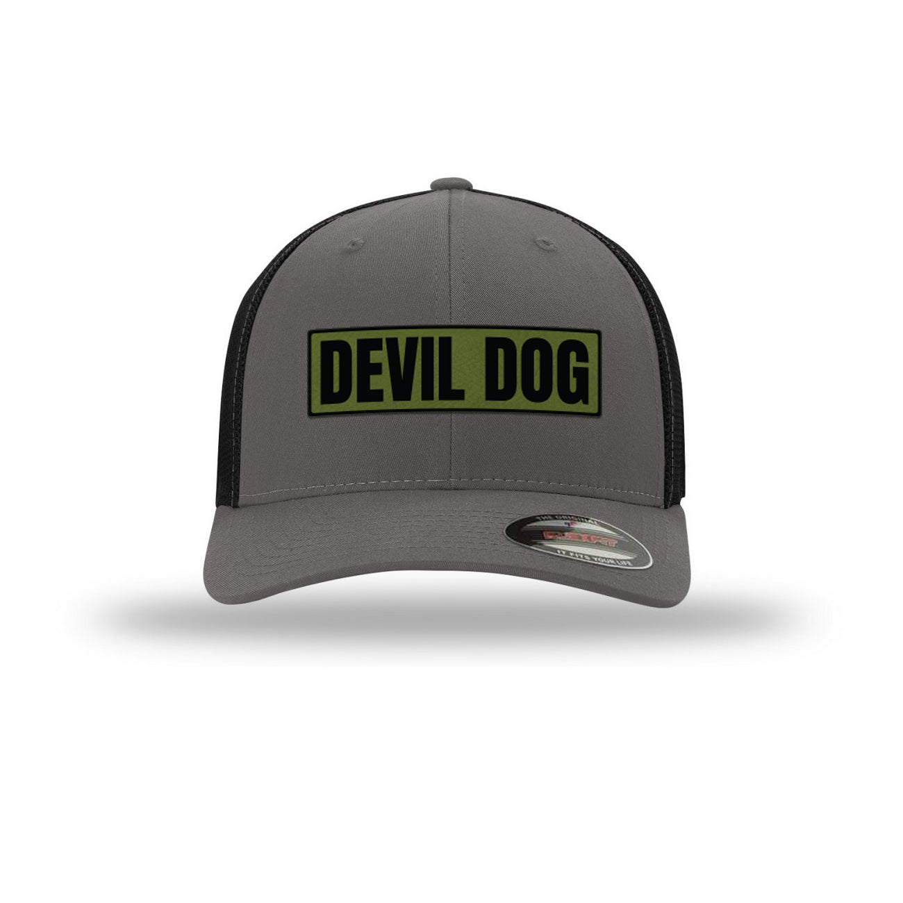 Flexfit Devil Dog OD Green Patch Structured Trucker