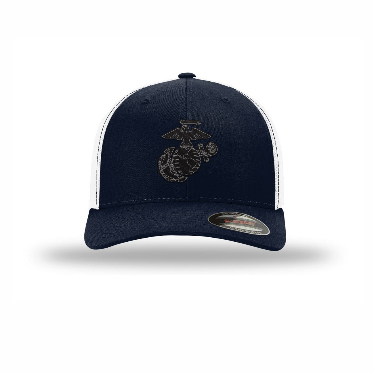 Flexfit Eagle Globe & Anchor Carbon Fiber Patch Structured Trucker