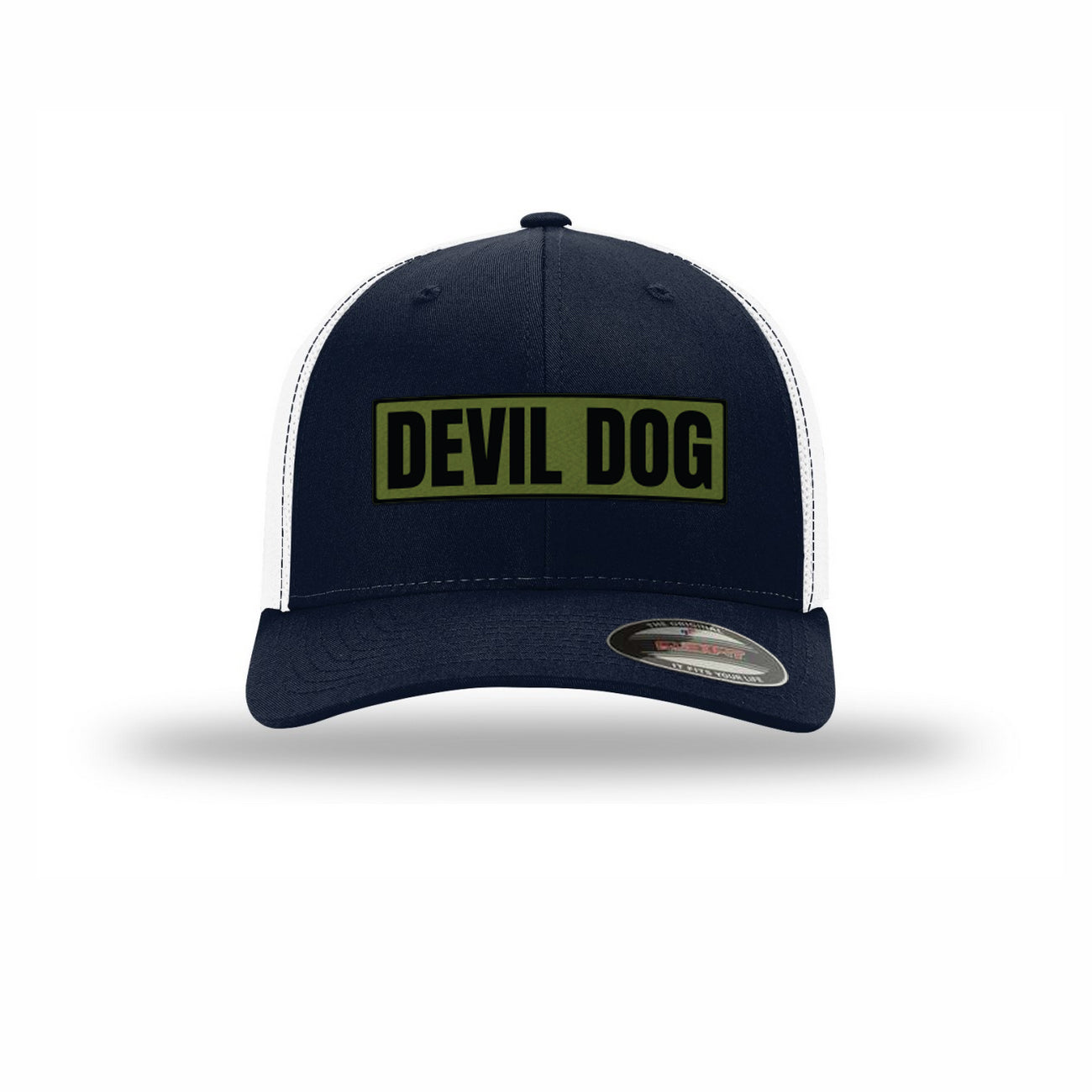 Flexfit Devil Dog OD Green Patch Structured Trucker
