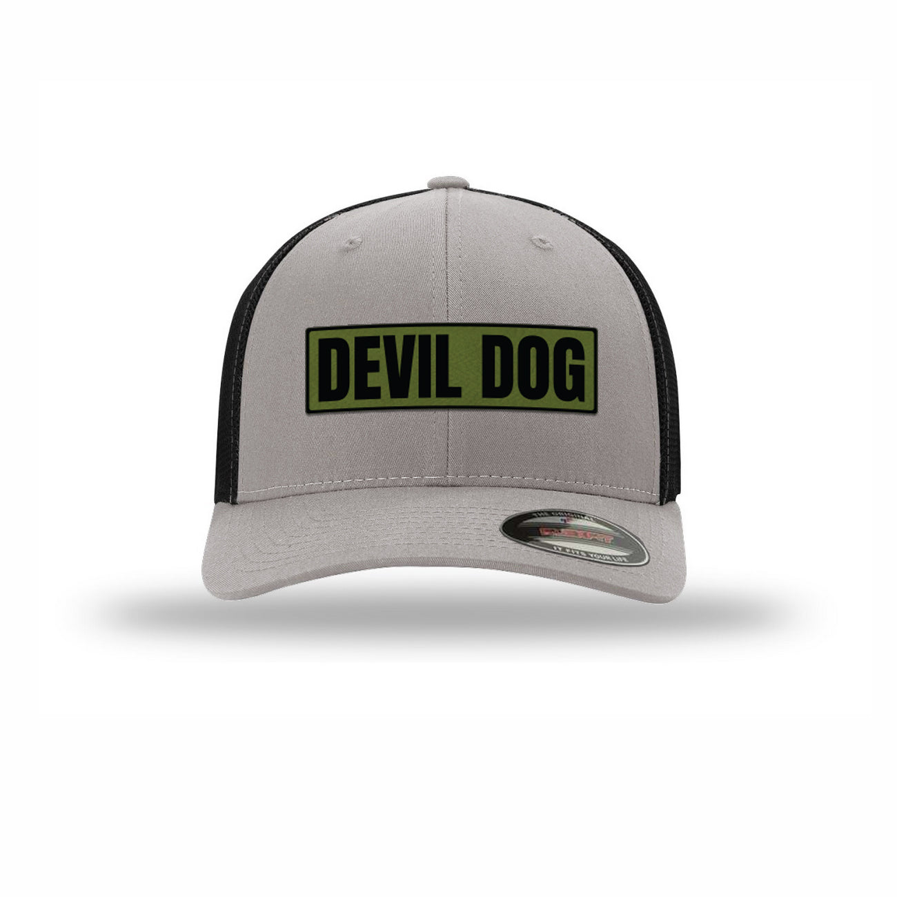 Flexfit Devil Dog OD Green Patch Structured Trucker