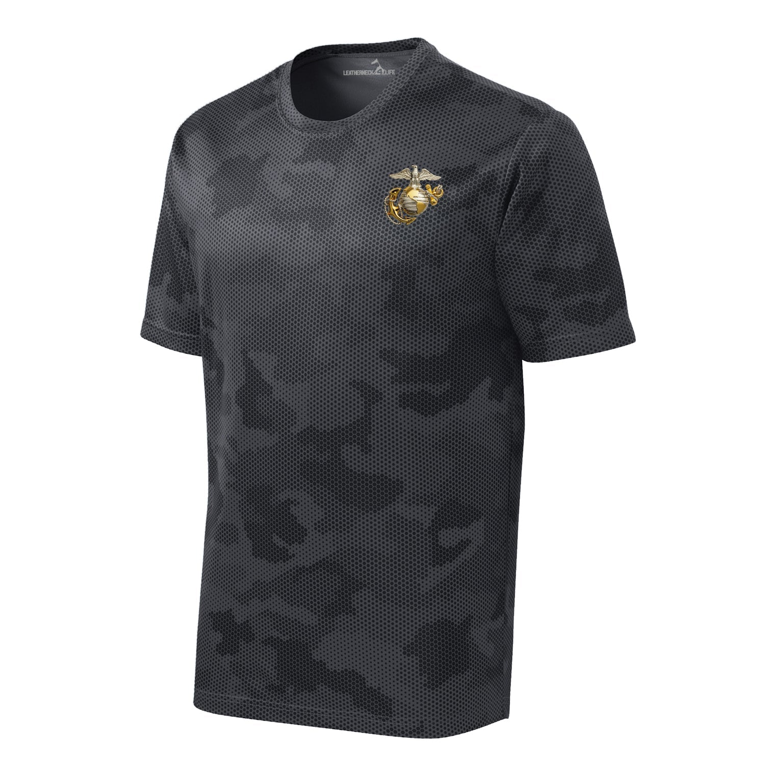 Camohex Gold & Silver Eagle Globe & Anchor Left Chest Performance T-Shirt
