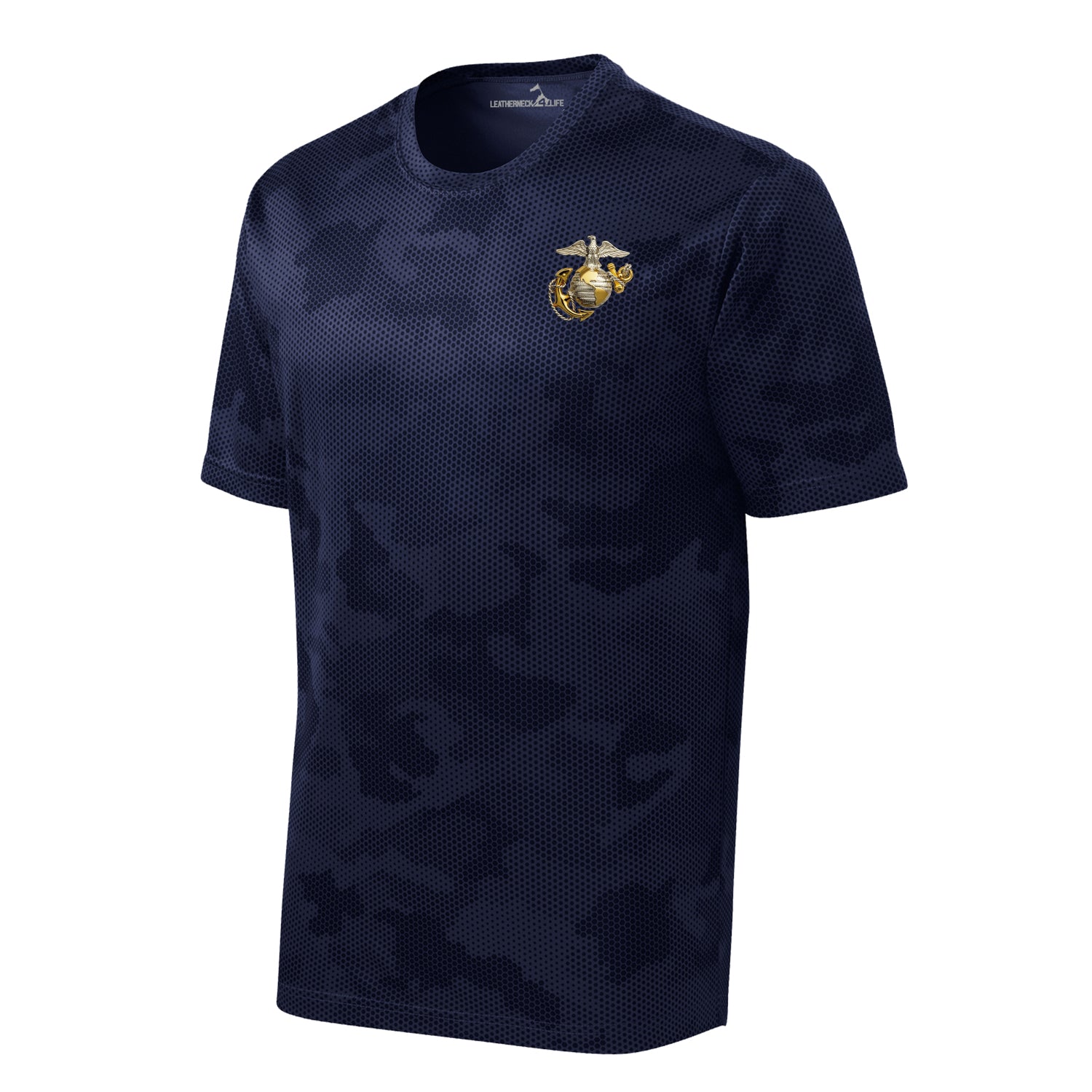 Camohex Gold & Silver Eagle Globe & Anchor Left Chest Performance T-Shirt