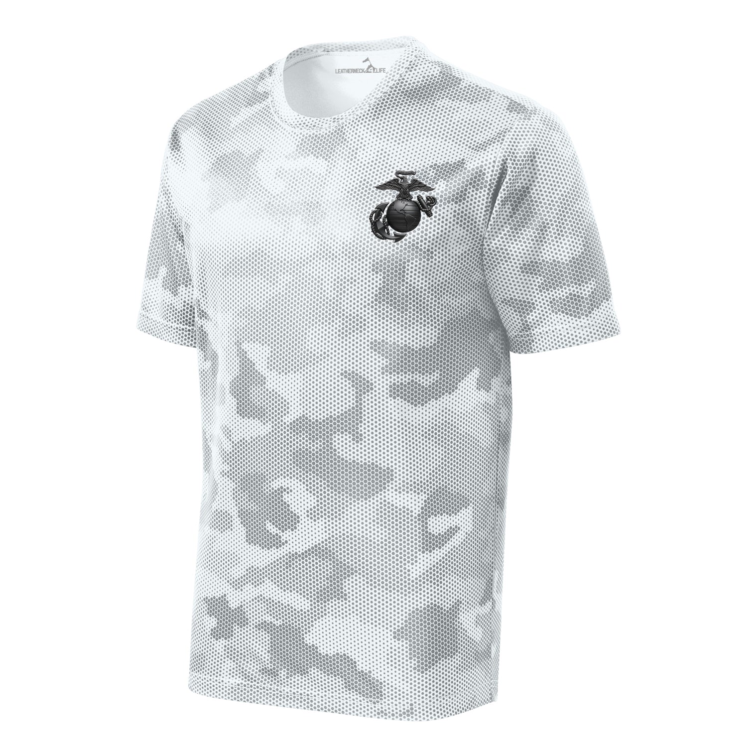 Camohex Matte Black Eagle Globe & Anchor Left Chest Performance T-Shirt