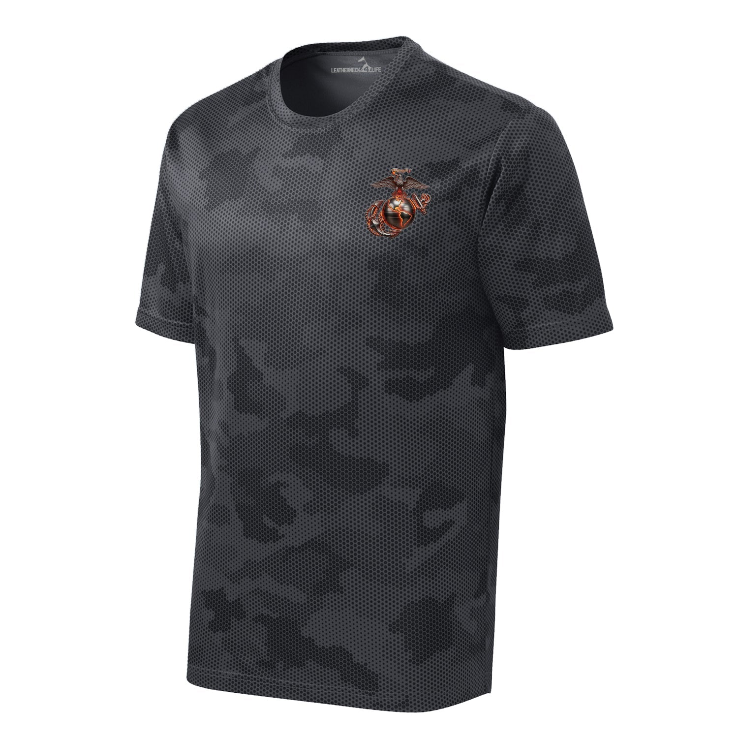 Camohex Molten Steel Eagle Globe & Anchor Left Chest Performance T-Shirt