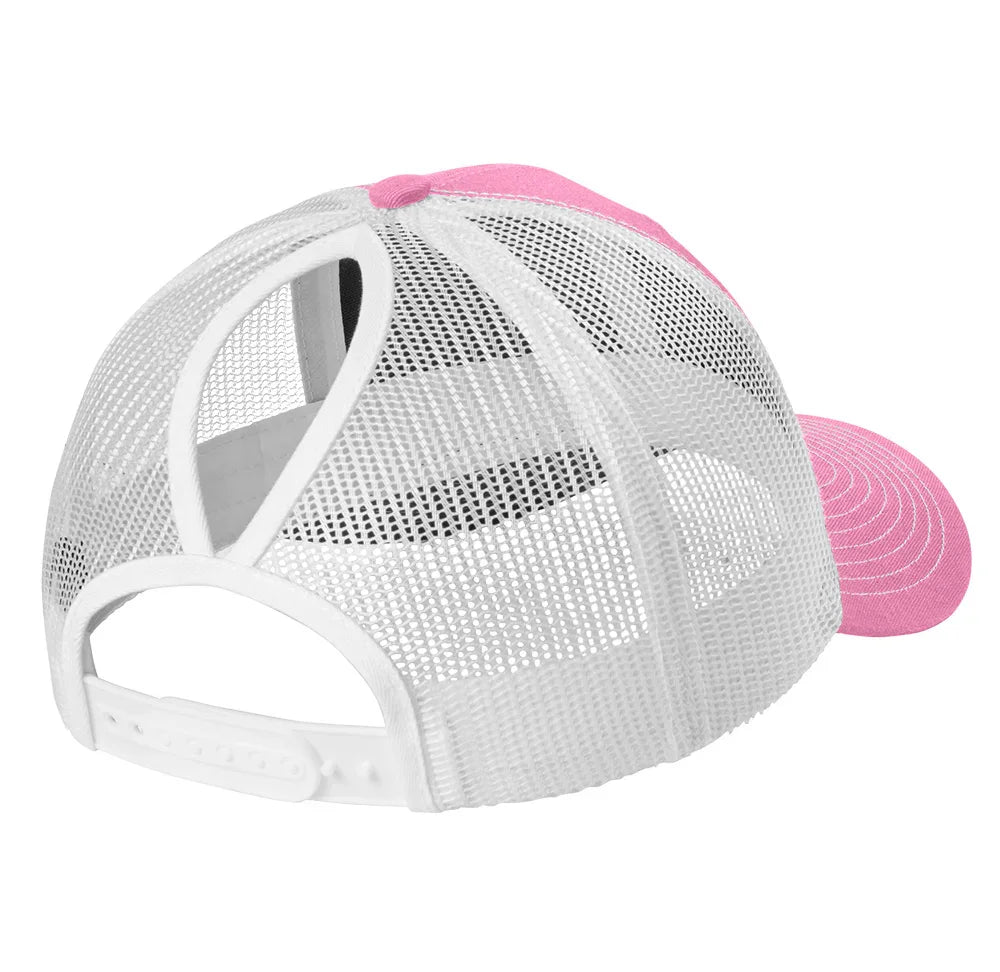(CLOSEOUT) Women's Snapback Ponytail Trucker Cap