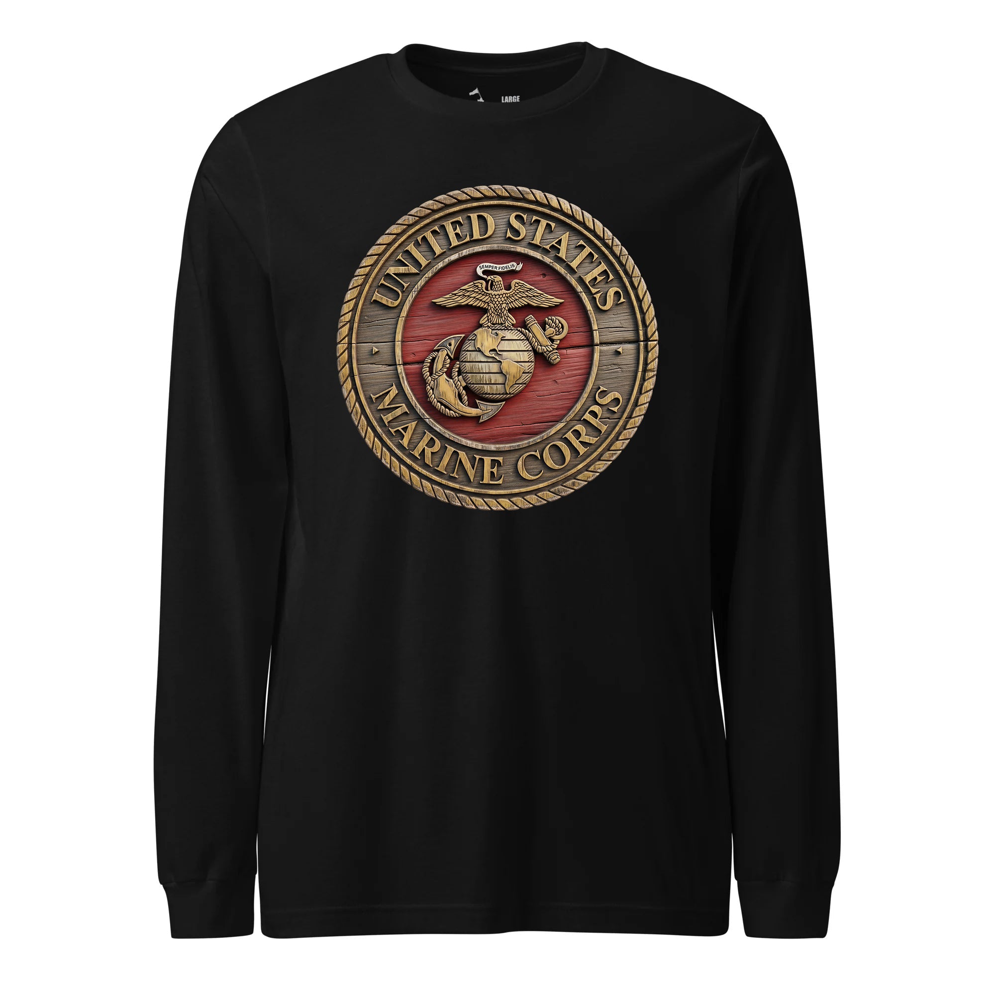 Wooden USMC Seal Long Sleeve T-Shirt