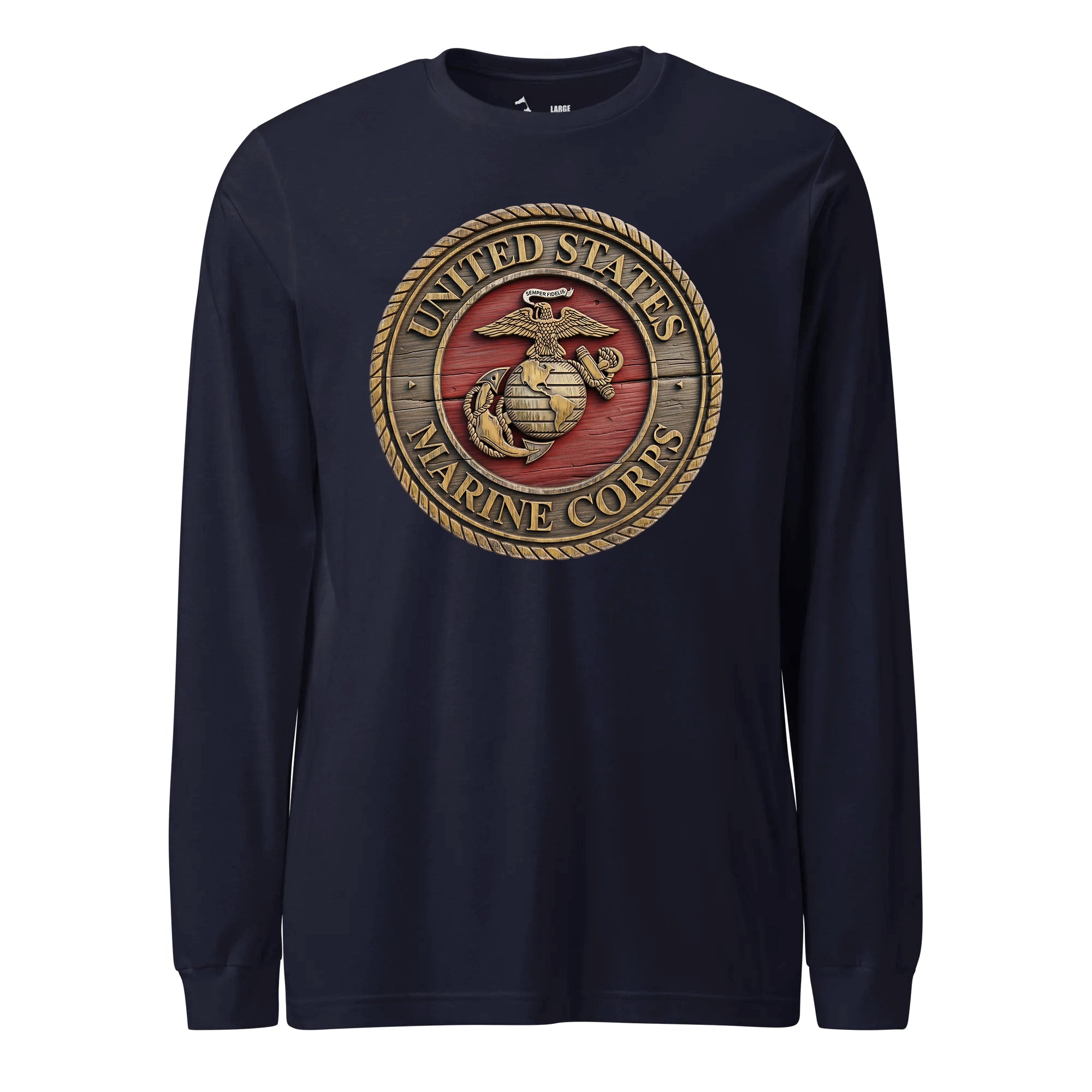 Wooden USMC Seal Long Sleeve T-Shirt