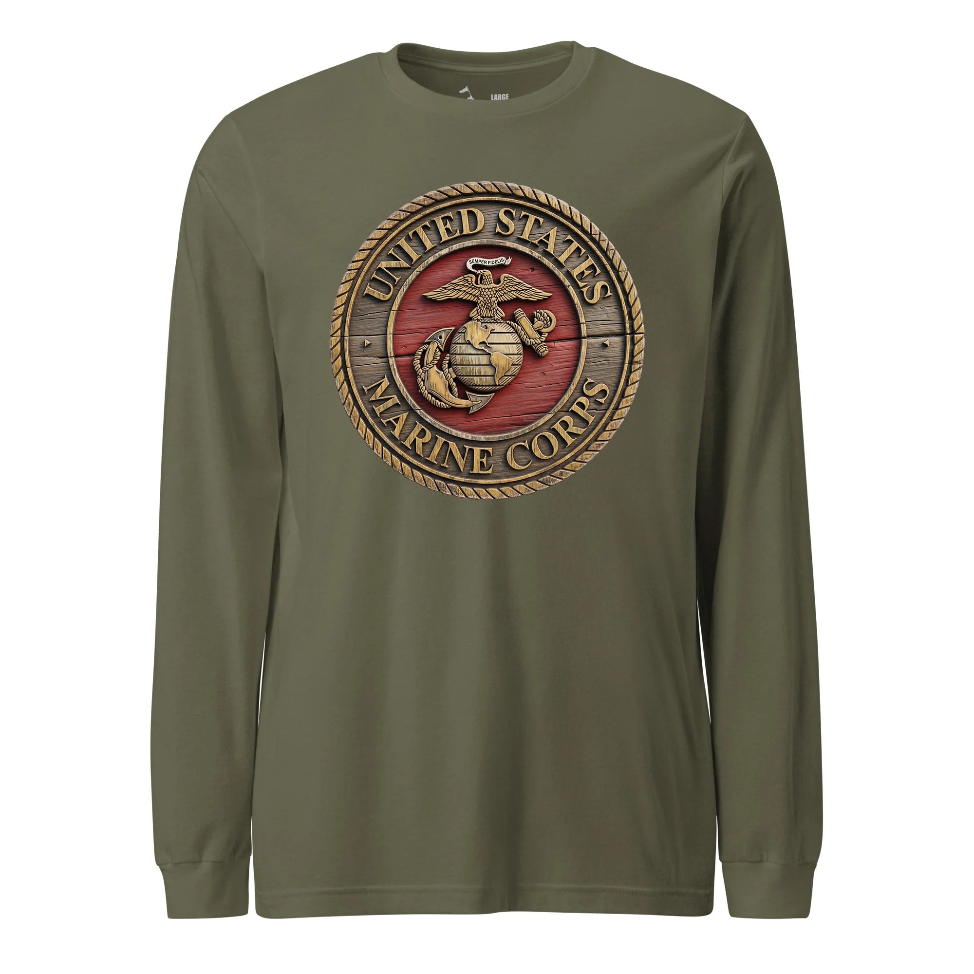 Wooden USMC Seal Long Sleeve T-Shirt