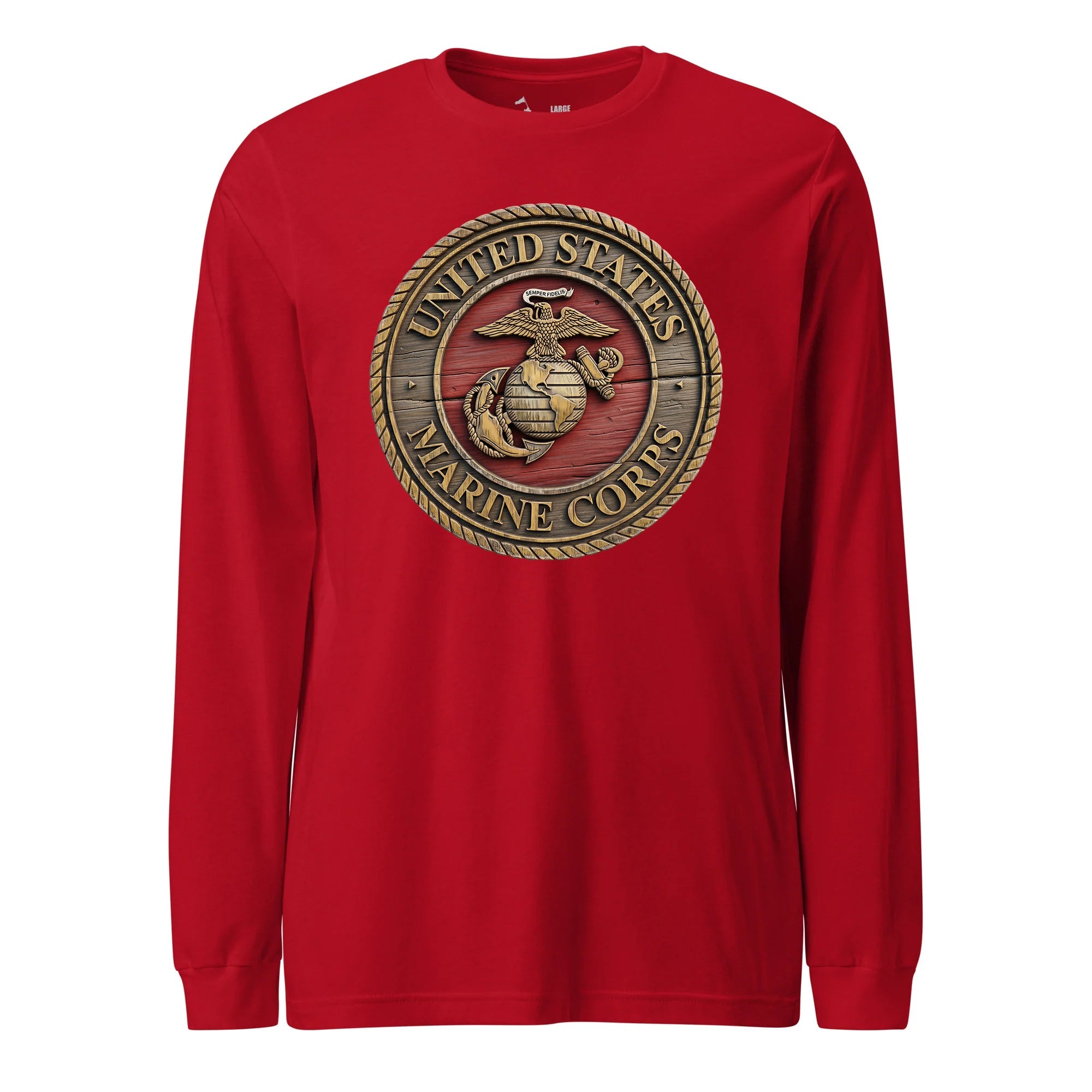 Wooden USMC Seal Long Sleeve T-Shirt