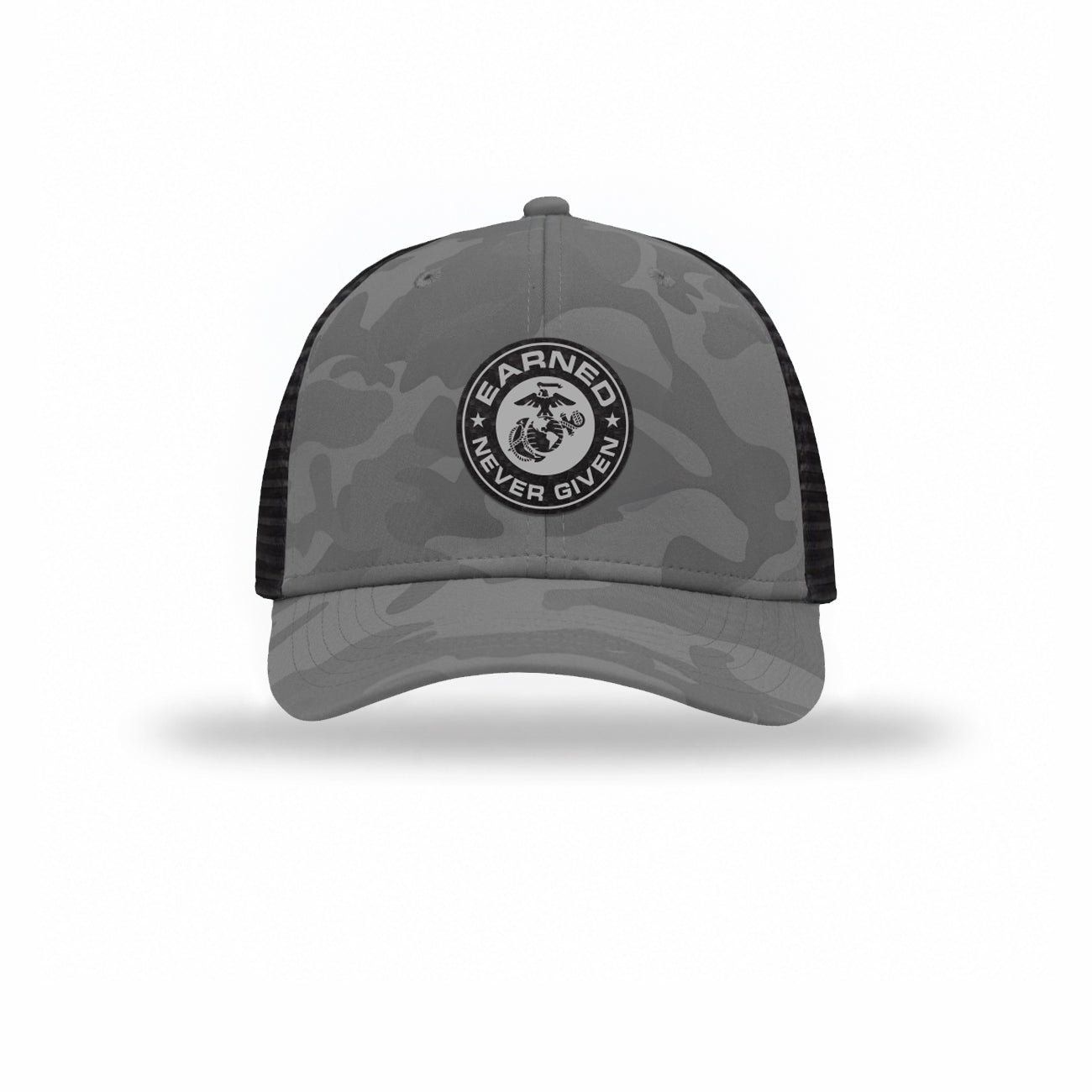 Earned Never Given Carbon Fiber Patch Camo Structured Trucker