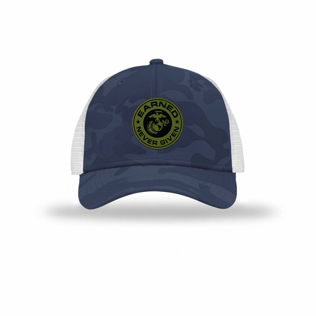 Earned Never Given OD Green Patch Camo Structured Trucker