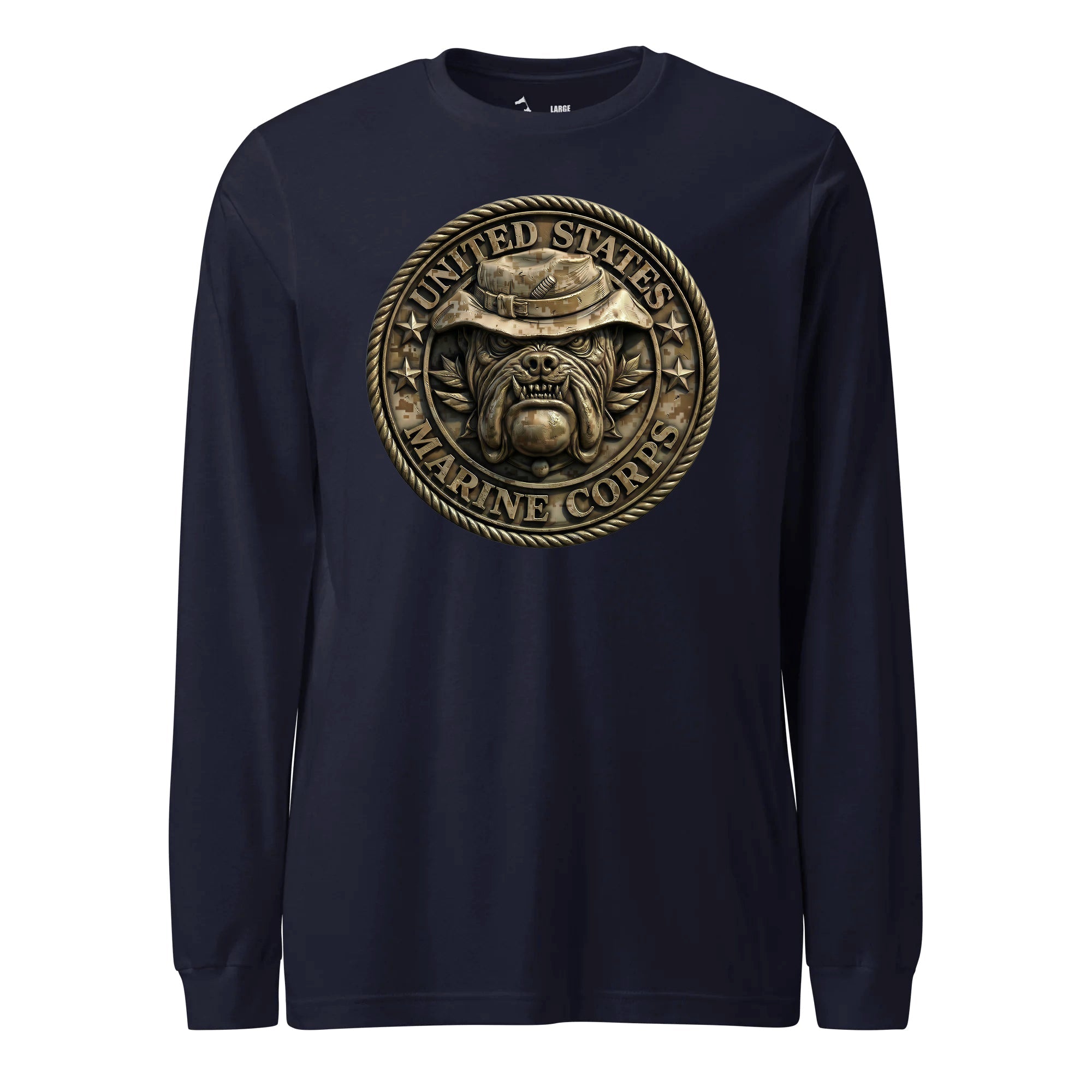 USMC Bulldog Desert Boonie Hat Long Sleeve T-Shirt