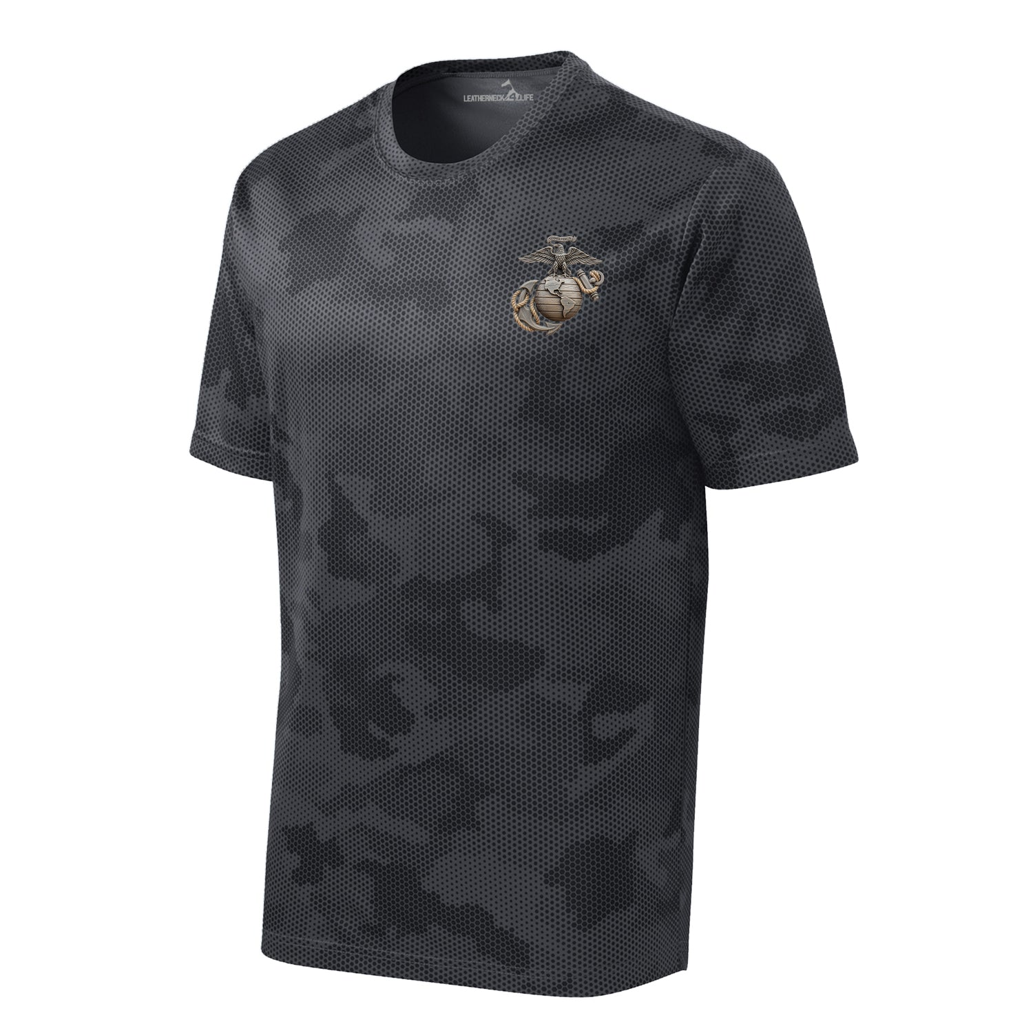 Camohex Vintage Wood Eagle Globe & Anchor Left Chest Performance T-Shirt