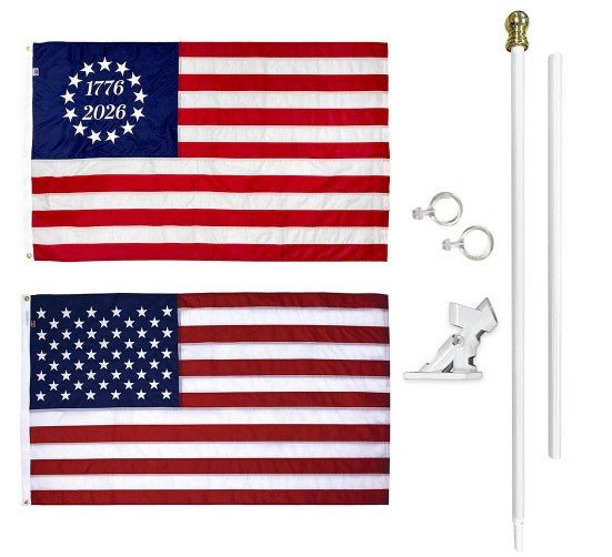 Commemorative Betsy Ross America 250 Flag Kit (Flag, Pole, Bracket)
